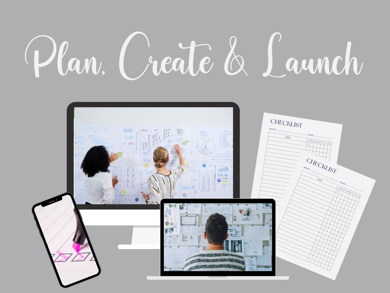 plan create and launch logo